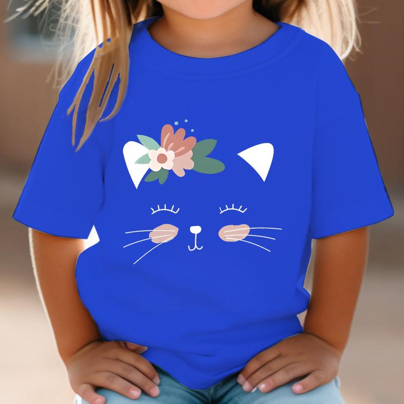 Kitten Nuggets Fast Food Cat T-Shirt Girls Tee Shirts Kids Fashion T-shirts Funny Cat Graphic Tops Cartoons Boys Shirts Clothes