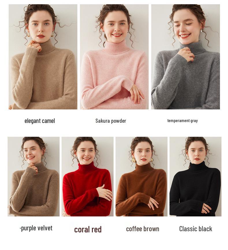 Women's Half-High Collar Cashmere Pullover: Warm, Slimming Knitwear for Autumn & Winter