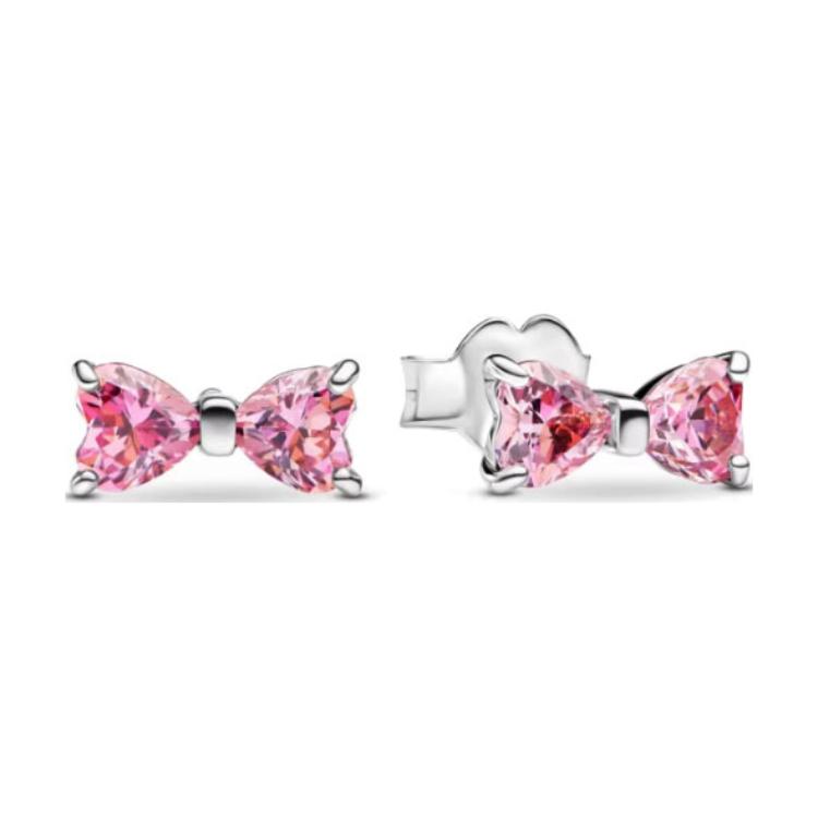 Pandora Little Star Light Bow 925 Silver Earrings Women earrings Pink 293505CO1 Box