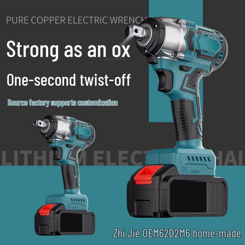 Brushless High-Torque Cordless Electric Impact Wrench with Lithium Battery for Auto Repair