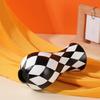 Black And White Vase Aesthetic Vase Checkered Resin Craft Flower Container Waterproof Decorative For Room Table Centerpieces
