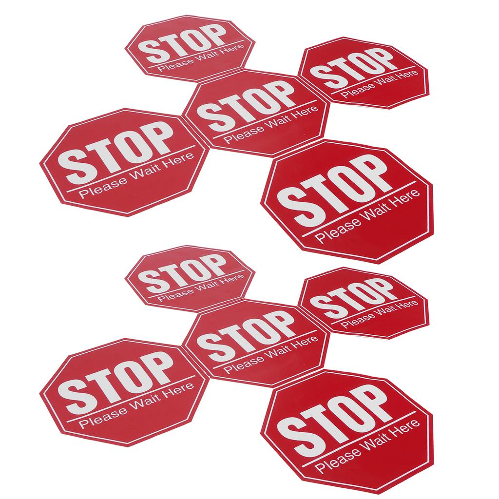 2er Set Bodenstoppschild-Aufkleber Sicherheitsabstand Bodenmarkierung Warnaufkleber für den Gebrauch im öffentlichen Bereich