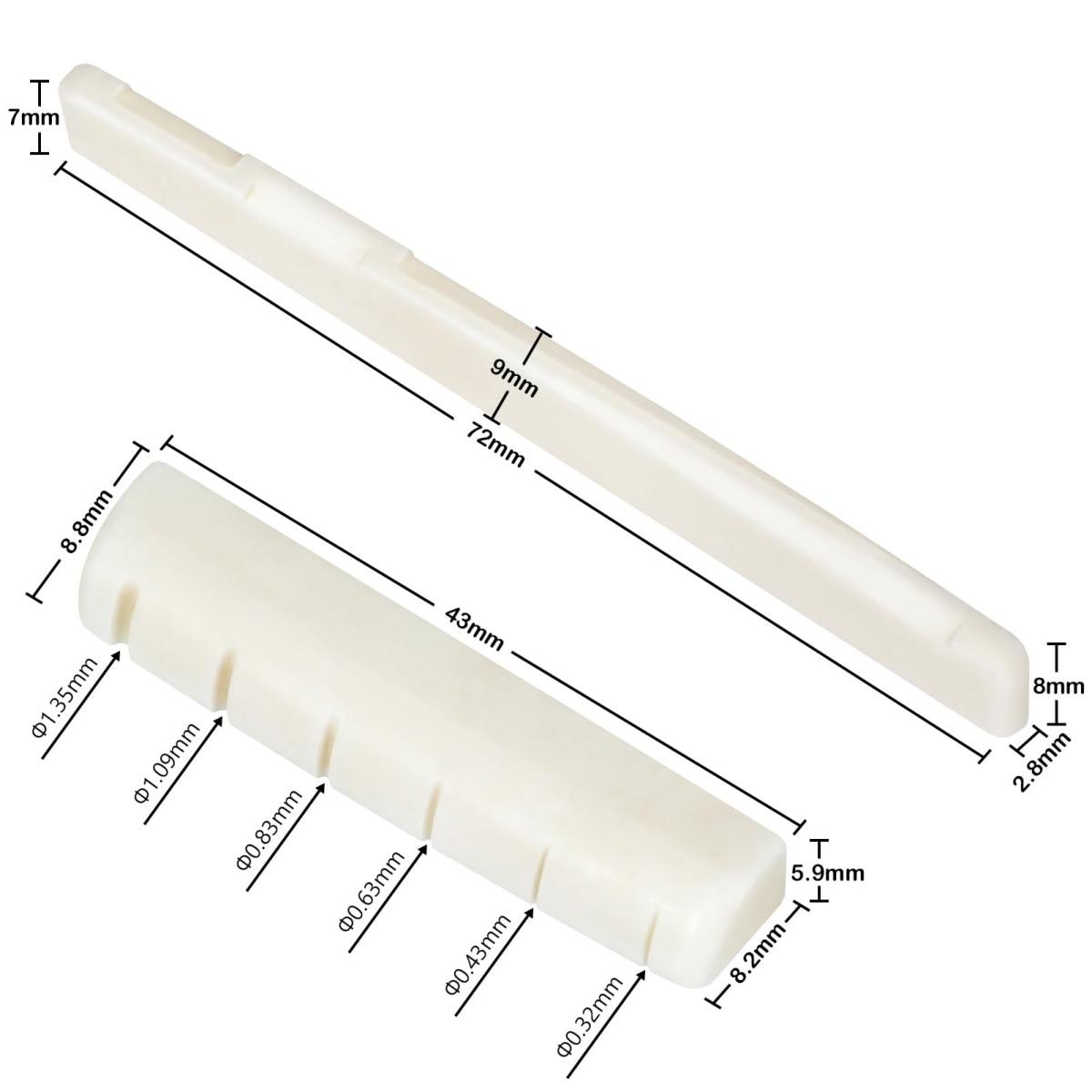 

2 Комплекти 4шт Кістяний поріжок для 6-струнної акустичної гітари з яловичої кістки для гітарних запчастин та заміни 2Sets білий