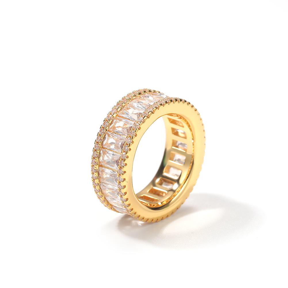 THE BLING KING Baguettecz Ring New Style 8mm Square Zirconia Stones Hiphop Punk Jewelry Male Fashion Finger Circle Gift