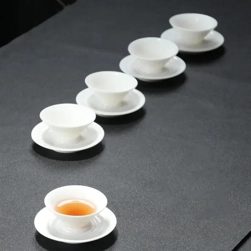 Mutton Jade Porcelain Tea Cup Sketch Tea Cup Master Cup Ceramic Kung Fu Tea Set White Porcelain Water Drop Gratitude Cup Hat Cup