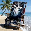 Custom Name Personalized Corpse Bride Print Beach Towel, for Trip Camping Beach Party Home Decor, Birthday Gift for Family & Friends