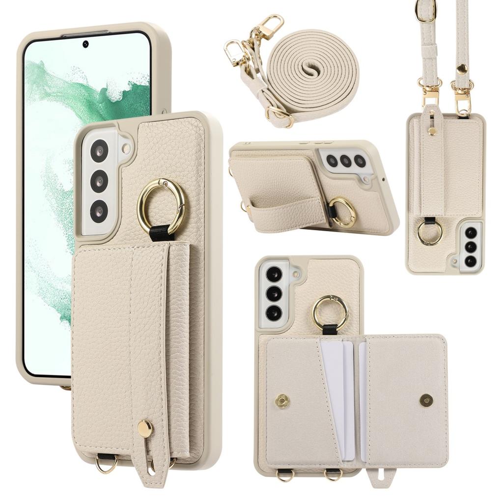 For Samsung Galaxy S22 & S22 Plus Case PU Leather Wallet Bag Grip Strap Holder Shoulder Long Crossbody Lanyard Ring Clasp Cove