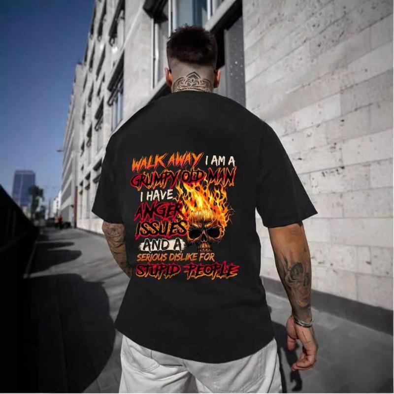 Summer Fashion 3D Digital Printed Men's Black Shoulder Loose Casual T-Shirts Men’s