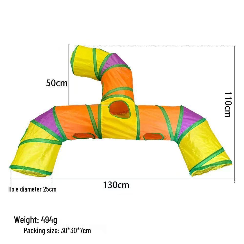 Rainbow Three-Way Foldable Cat Tunnel Toy