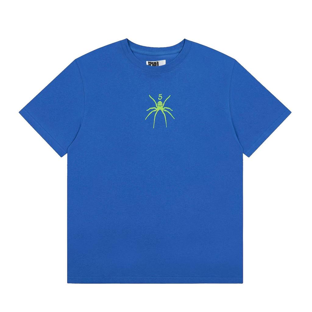Foreign Trade Meichao Sp5der555555 Spider Web Printing Summer Loose Trend Men's and Women's Couples Short Sleeve T-Shirt Summer