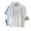 2026 Summer Versatile Embroidered Ice Silk Tencel Knit Women's T-Shirt