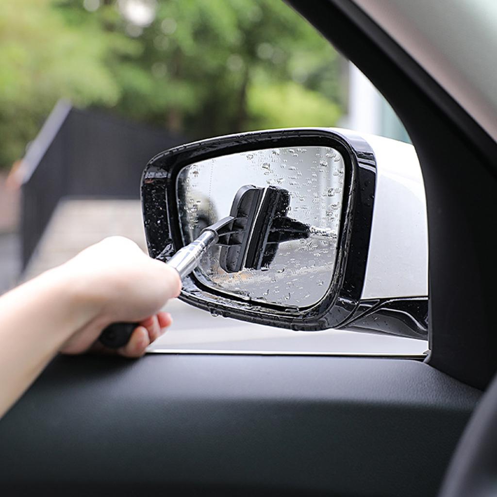 Car Side Mirror Squeegee Telescopic Auto Mirror Squeegee Cleaner for Rainy Foggy Weather Pink & Black