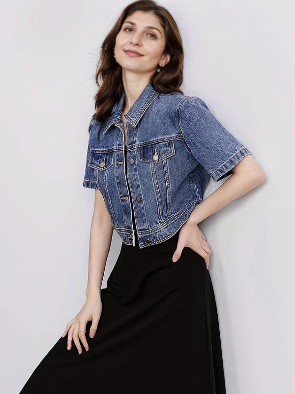Spring/Summer 2025 Women's Loose Fit Short Sleeve Denim Jacket - New Trendy Design