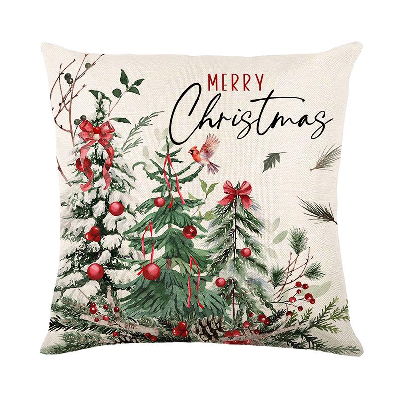 

Наволочка с рождественским венком - праздничная льняная наволочка для гостиной или спальни 45x45cm (no insert)