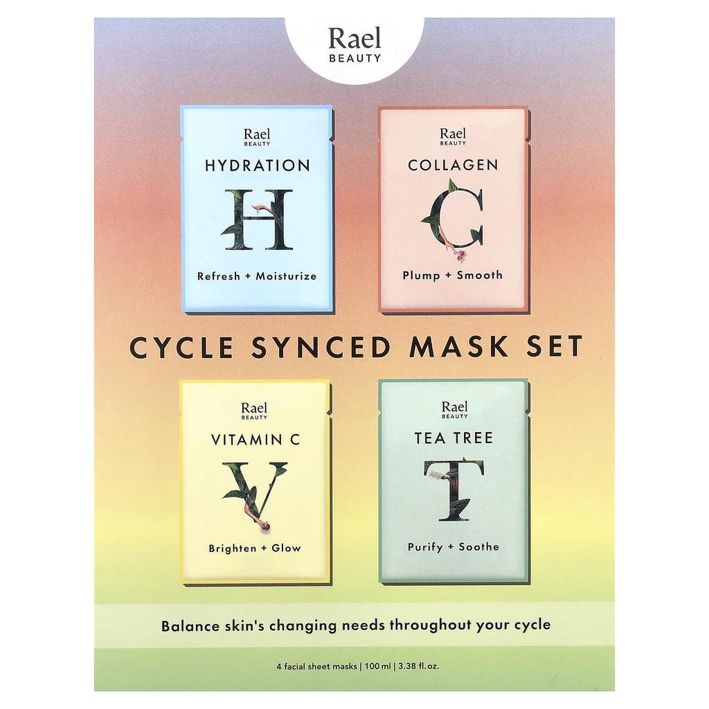 Rael Cycle Sync Beauty Mask Set, 4 Sheets, 25ml (0.84 fl oz) Each
