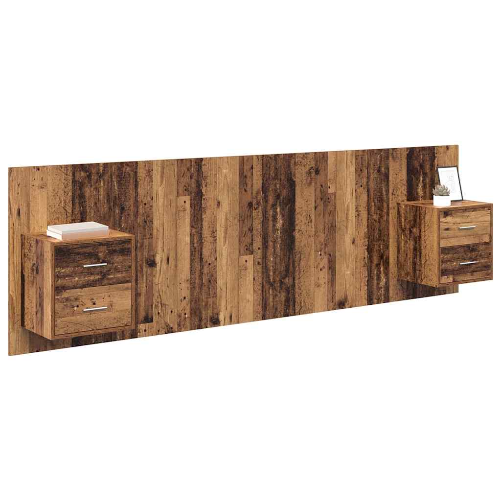 Headboard with Cabinet and Drawers 3 pcs Reclaimed Wood Wood Based Material