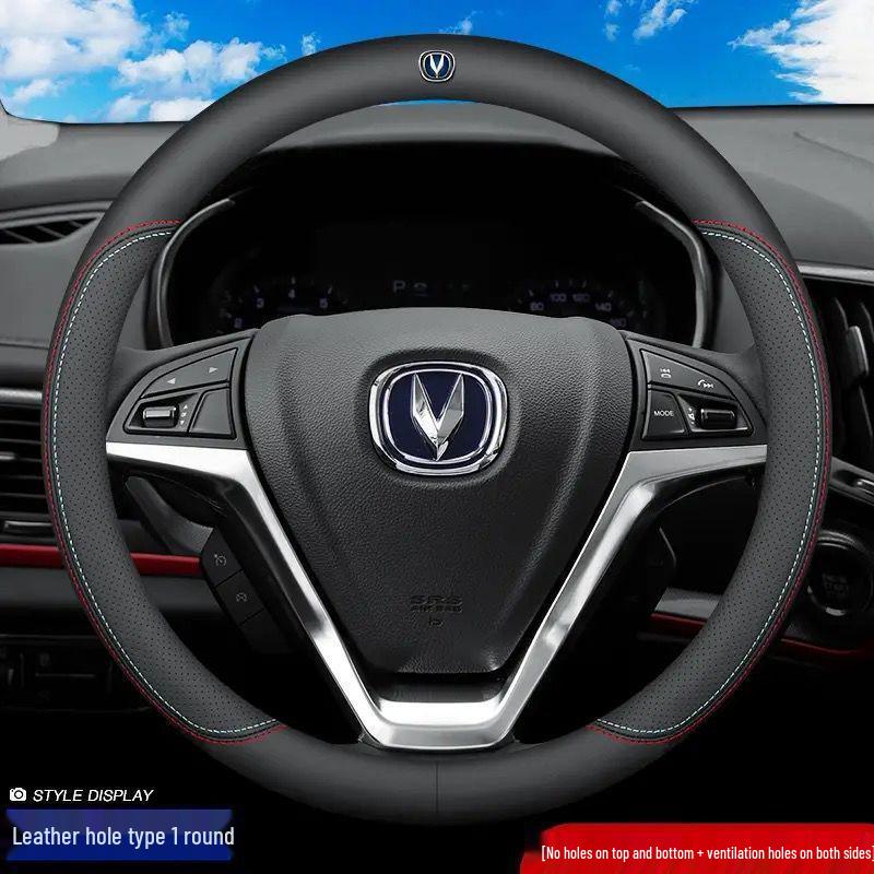 Genuine Leather Ultra-thin Breathable Anti-slip Steering Wheel Cover for All Seasons