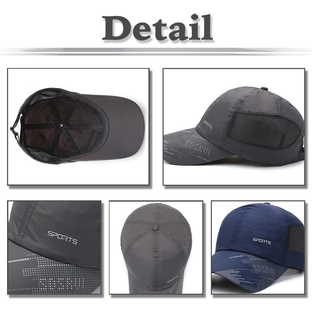 White Fang UV CZA072 Cap, Breathable, Protection, Outdoor, Running, Sports, Hat, Men's, Women's, (Black)