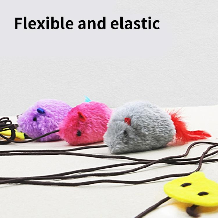 2Pcs Door Mounted Cats Play Toy Mouse Elastic Mouse Toy with Squeaker Door Hanging Plush Teaser Toy for Pet Entertainment