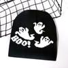 Ghost Pattern Halloween Knit Beanie - Trendy & Warm