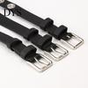 Durable Women Belt With Simple Design Thin Pants Metal Buckle Faux Leather Hollow Circle Waistband Adjustable Length Multi Holes Jeans