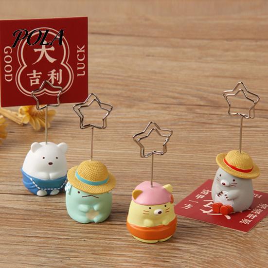 Waterproof Note Holder Desktop Memo Clip Stand, Cartoon Animal Message Holder, Cute Resin Base Photo Hand-painted Display Clip, Table Number Name Card