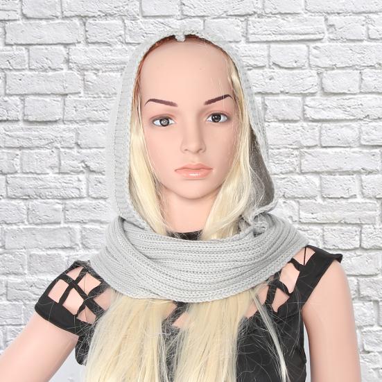 Hooded Scarf Thick Warm Woolen Women Hooded Scarf for Winter