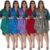 Plus Size Womens Leopard Print Long Sleeve Shirt With Sequin Accent Loose Fit Streetwear Top Winter Collection