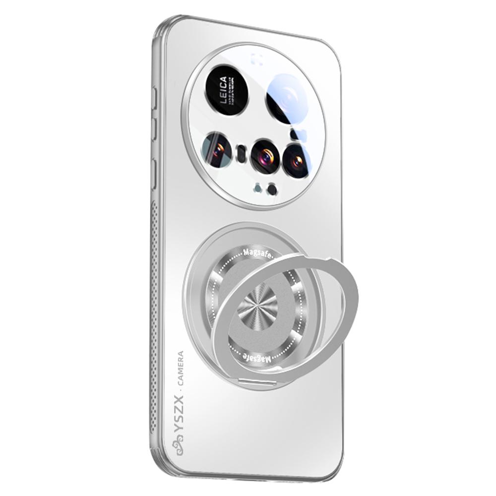 

For Xiaomi 15 Ultra Magnetic Case Rotating Kickstand PC+TPU Heat Dissipation Phone Cover with Lens Protection Silver