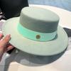 British Retro Style White Fashion Woolen Jazz Top Hat Women's Hat Trendy Brand French Celebrity Versatile Flat Top Hat