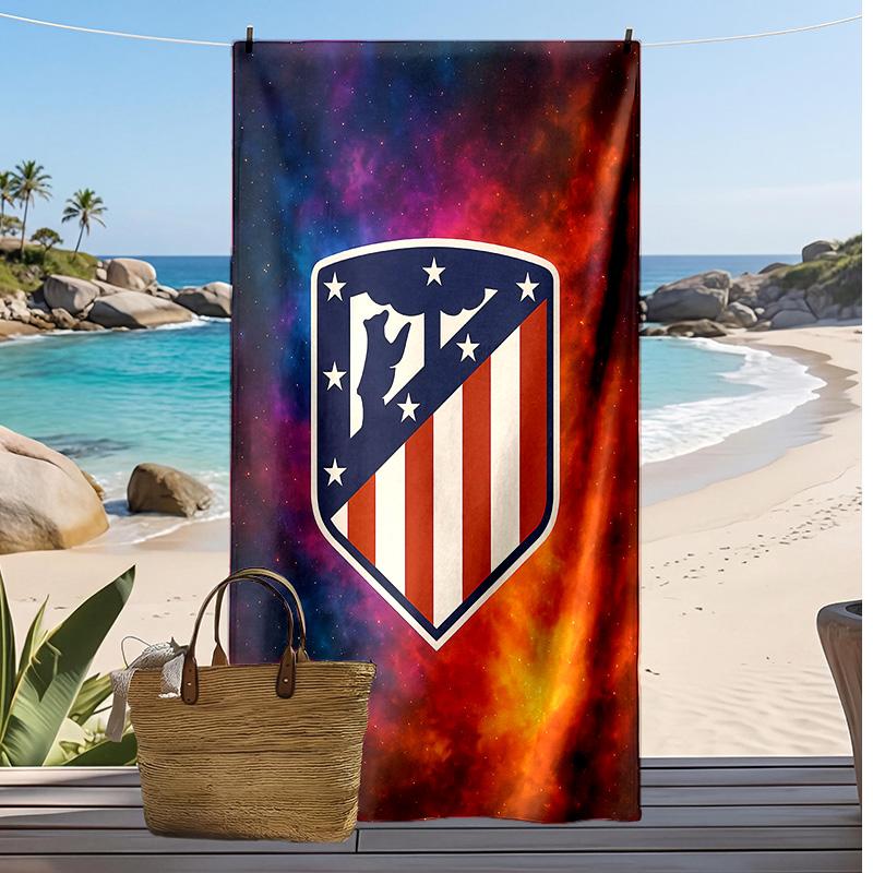 Asciugamano da Spiaggia Stampato Atlético Madrid Asciugamano Morbido ad Asciugatura Rapida Coperta da Spiaggia Rettangolare Grande Portatile per Viaggio Piscina