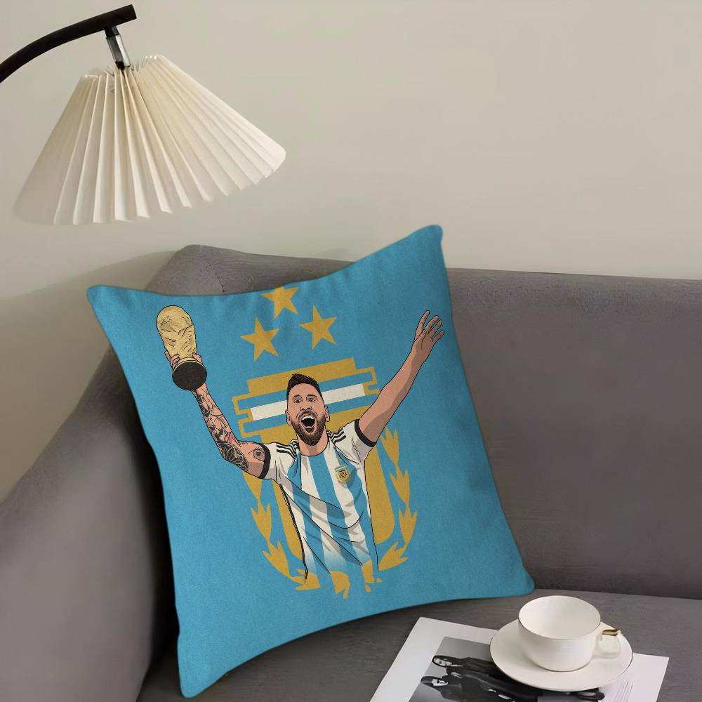 Football Star L-Lionel M-Messi Pillow Cushion Cover Pillowcase Living Room Sofa Home Decor Customized