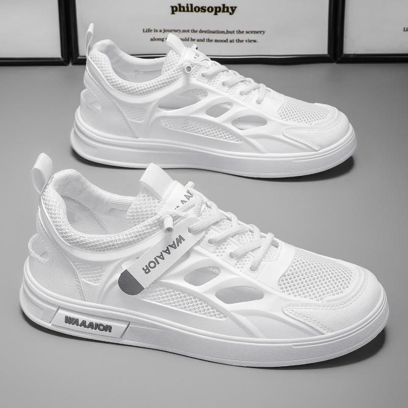 Summer Men's Shoes New Breathable Hollow Hole Shoes Men's Trend Versatile White Shoes Net Shoes Casual Board Shoes Trendy Shoes