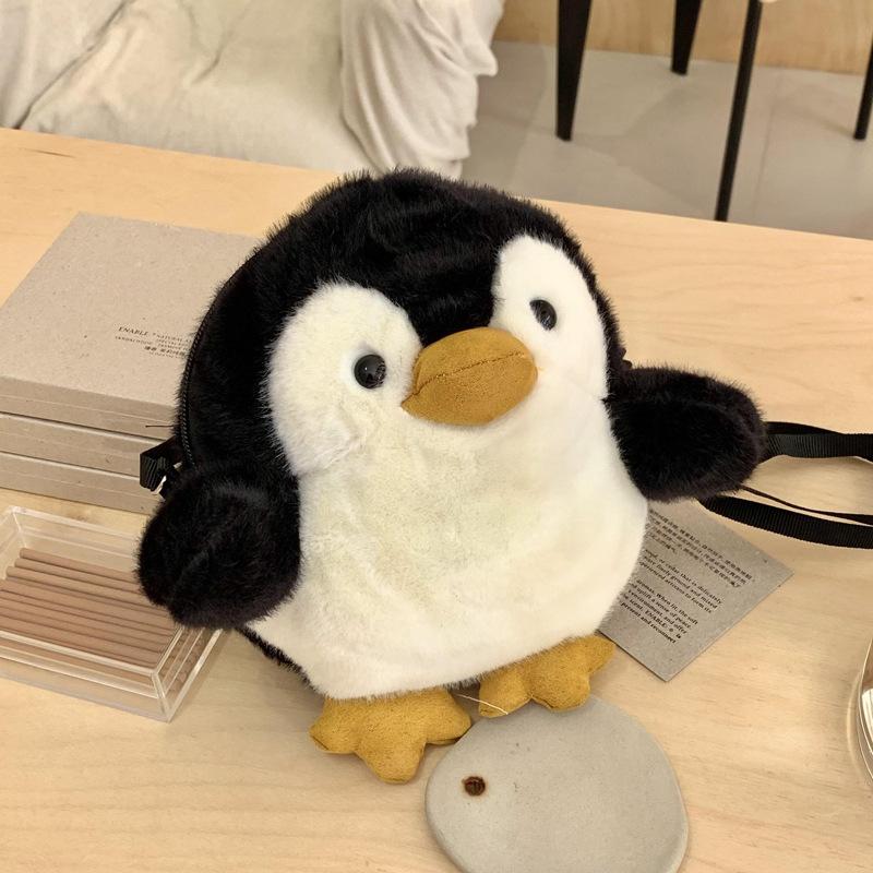

New Cartoon Plush Penguin Crossbody Bag Doll Toy Cute Animal Penguin Plush Stuffed Coin Purse Out Travel Backpack Kids Gift