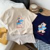Popular Design Baby Boys T-shirt Suit Summer Clothes Cartoon Fashion Toddler Plaid Shorts Short Sleeve Set Children's Wear 6m-6y