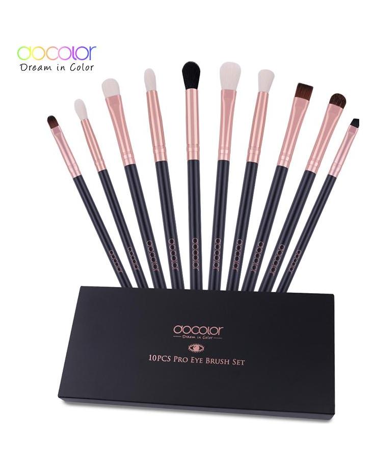Docolor 10pcs Eyeshaow Make Up Brushes Set Rose Gold Eye Shadow Blending Make Up Brushes Soft Synthetic Hair For Women Beauty