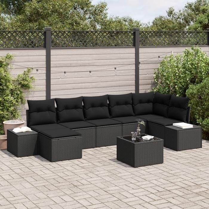 VidaXL Ensemble de canapé de jardin 8 pièces avec coussins Beige en Poly Rattan 3347163