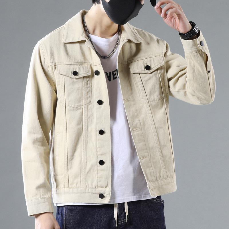 Herren Slim Fit Weiße Jeansjacke - Trendiger Casual Koreanischer Stil für Frühling & Herbst