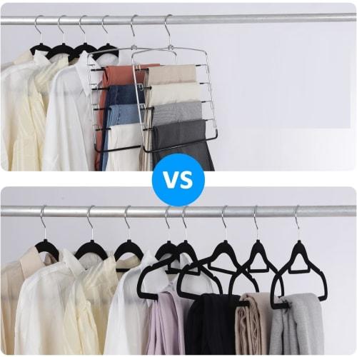 siawadeky 5-Tier Pants Hanger, Set of 2, Non-Marking, Wrinkle-Resistant, 360 Rotating, Multi-Functional Storage, Suitable for Clothes Storage, Compac