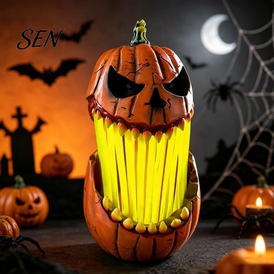Accessorio Cosplay di Halloween Lanterna di Zucca, Testa Spaventosa Animatronica con Bocca Aperta Design Decorazione Animata per Esterno Interno Giardino Portico