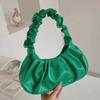 Square Pleated Handbag Phone Bag PU Leather Underarm Bag Luxury Cloud Bag  Girl