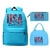 Modisches Fußballliebhaber 3-teiliges Set Vintage England USA Buchstaben Druck Lunchtaschen Rucksack 3-teilige Sets Jungen Mädchen Lässiger Rucksack Geschenke