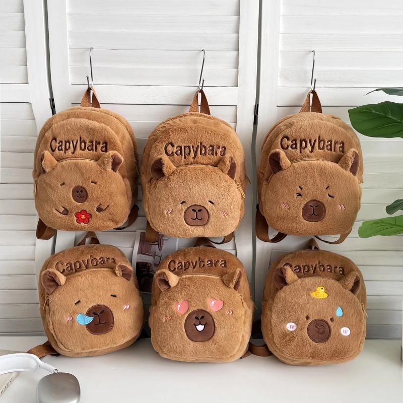 New Style Plush Women Bag Gift For Girls Kids Capybara Doll Plush Backpacks Portable Cartoon Animals Cute Capybara Backpack
