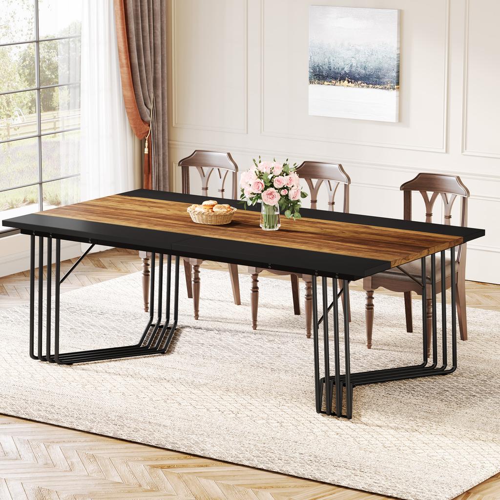 Tribesigns Rectangular Dining Table for 8-10 People, 200 cm Large Industrial Kitchen Table Dining Table for Living Room, Kitchen