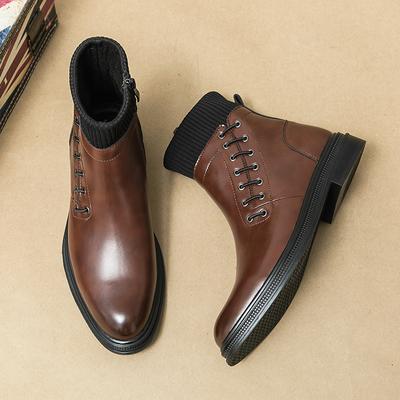 Luxusmarke Braun Klassische Herren Stiefeletten Spitz Bankett Formelle Stiefel Herren Modische High Top Lederschuhe für Herren