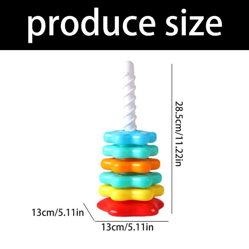 Interactive Rotating Stacking Tower Educational Toy for Toddler Motor Skill Building Colorful Color Sorting Activity Game