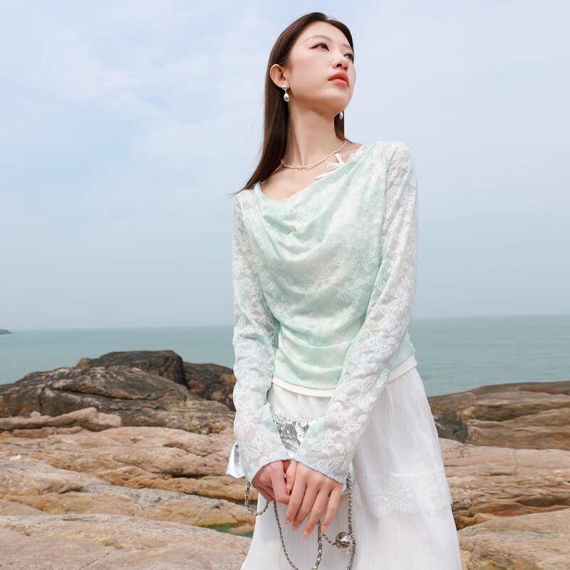 

Sancai Большого размера Романтическая футболка с бабочками, облегающая, с длинным рукавом 2XL