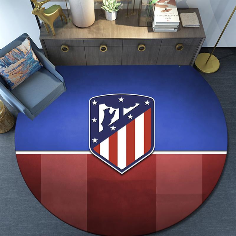 Club Atletico de Madrid2 Round Area Rug,Carpet Rug for Living Room Bedroom Sofa Playroom Decor,Non-slip Floor Mat