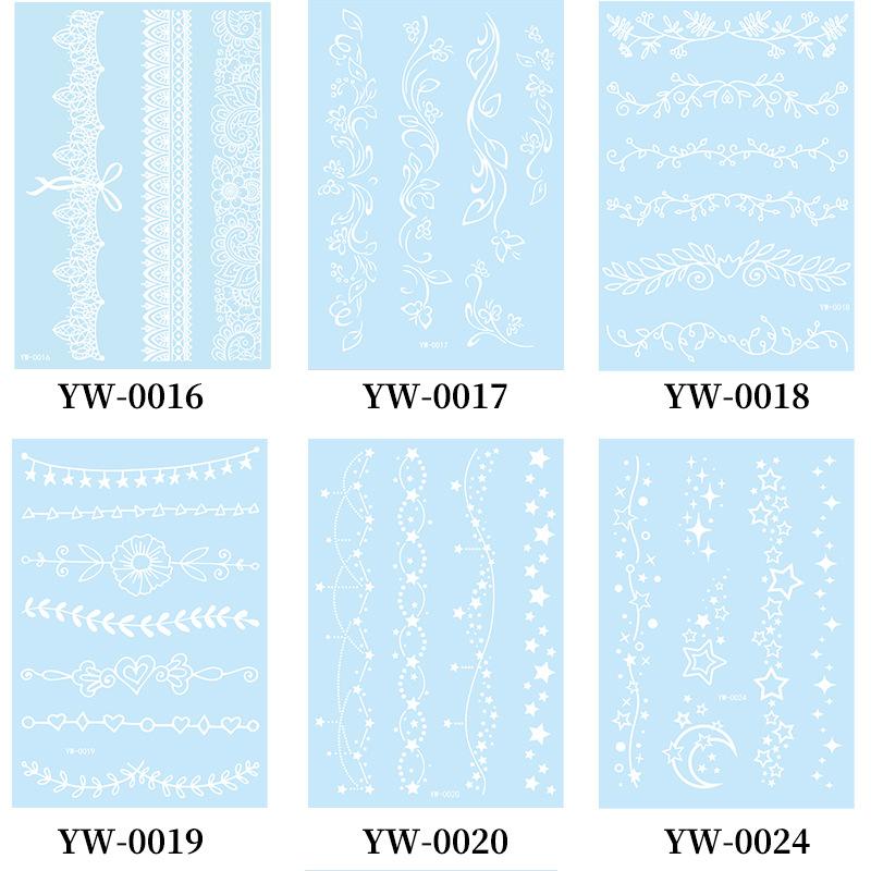 6 Sets Glow In The Dark Lace Temporary Tattoos Waterproof Fake Tattoo for Festival Party Henna Style Arm Leg Decoration