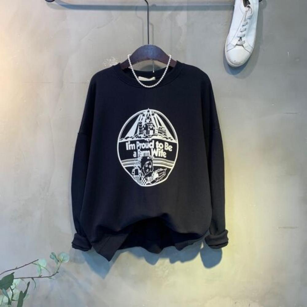 C S In The Room vIntage prIntIng Round neCk SweatShirt 2Color